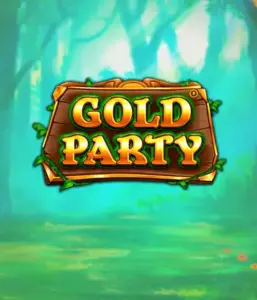 Enter the fairy-tale forest of the Gold Party game by Pragmatic Play, highlighting a charming wooden sign decorated with golden letters. The background features a misty green forest which adds a sense of mystery to the slot's theme. Ideal for players who love magical and nature-inspired games, promising a delightful gaming experience. 